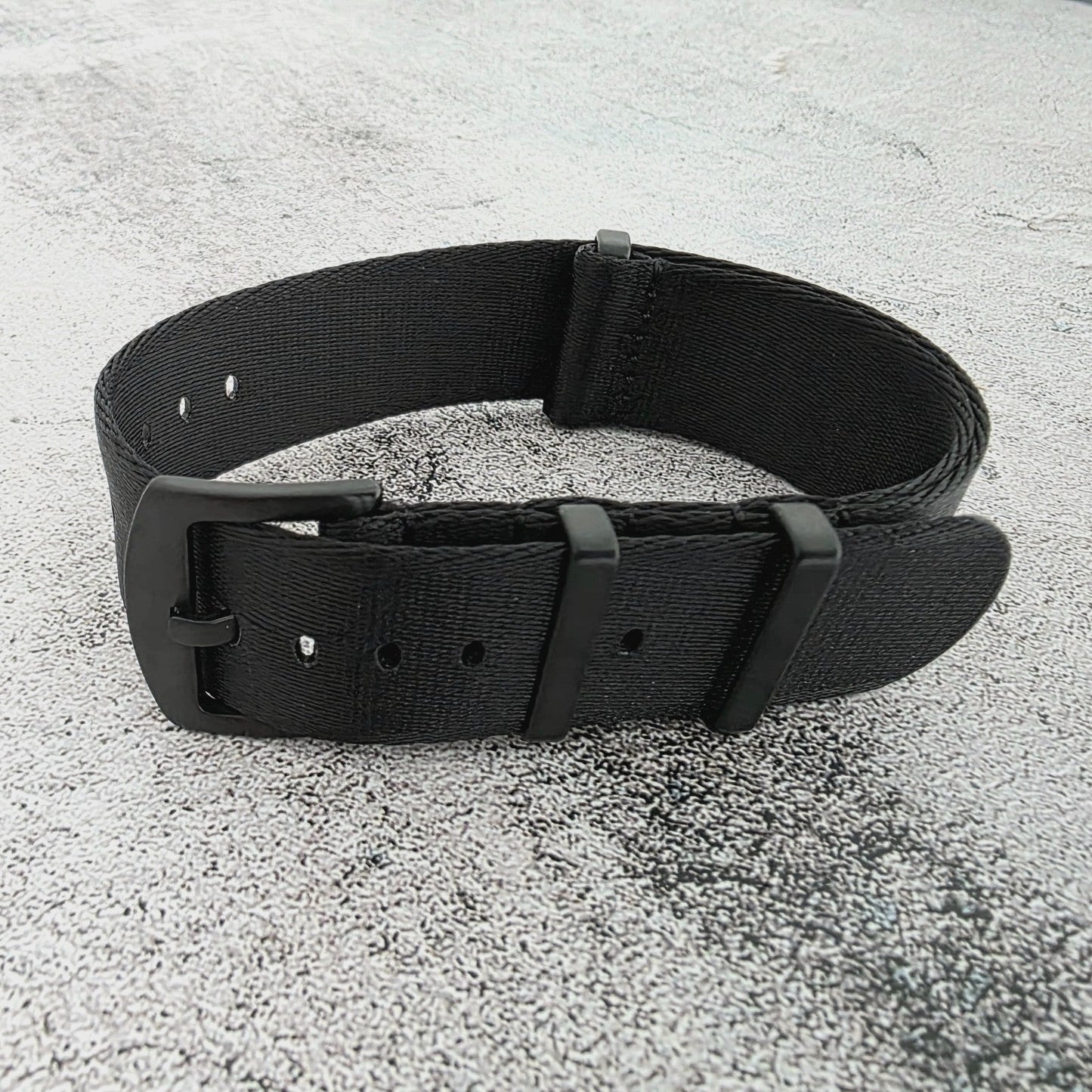 Black Buckle Nylon Watch Strap Band G10 Military Army Divers 20mm 22mm All Black - Wrist Envy