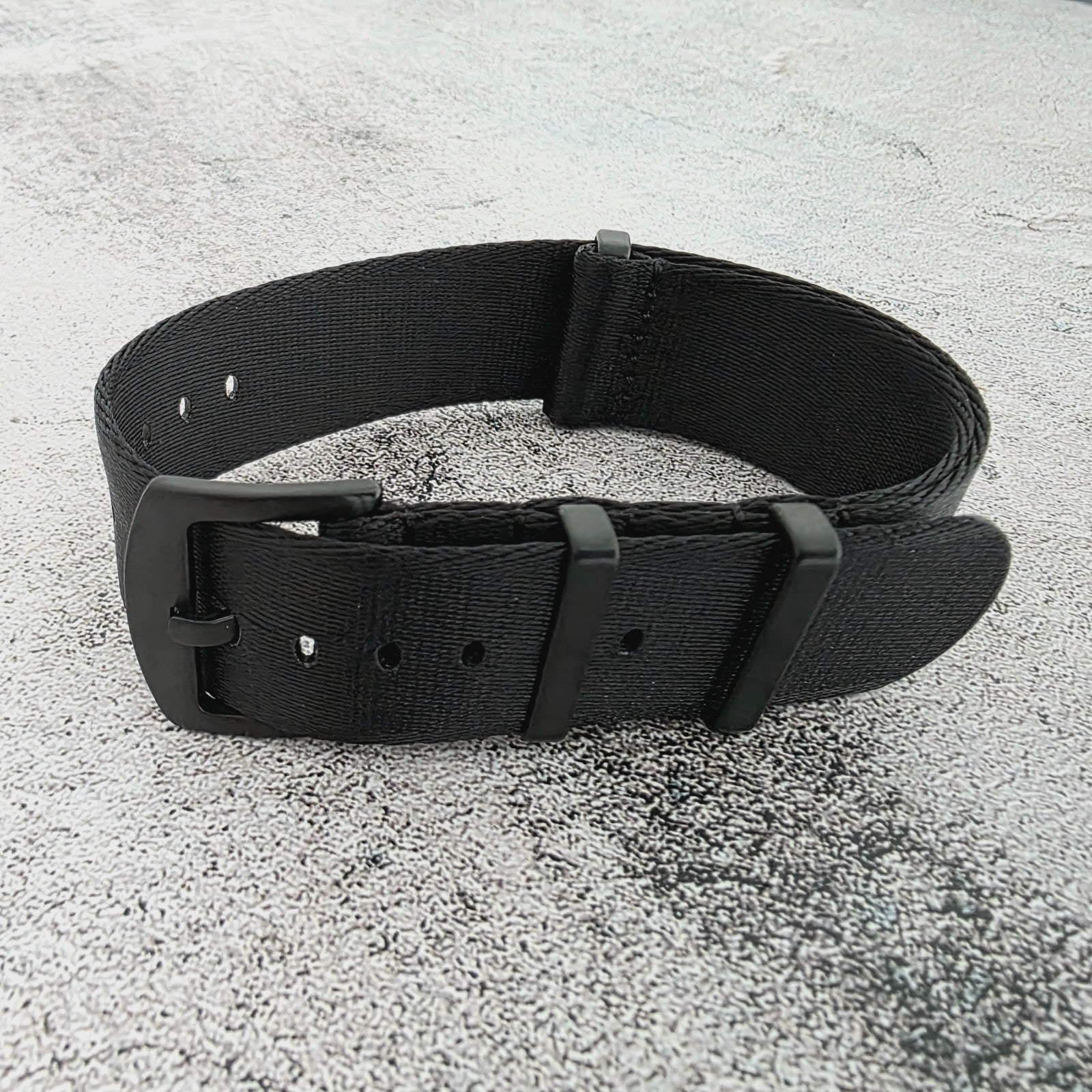 Black Buckle Nylon Watch Strap Band G10 Military Army Divers 20mm 22mm All Black - Wrist Envy
