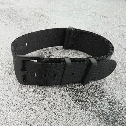 Black Buckle Nylon Watch Strap Band G10 Military Army Divers 20mm 22mm All Black - Wrist Envy