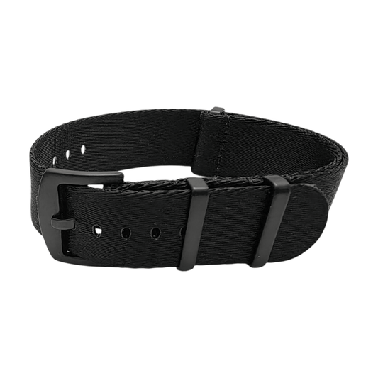 Black Buckle Nylon Watch Strap Band G10 Military Army Divers 20mm 22mm All Black - Wrist Envy