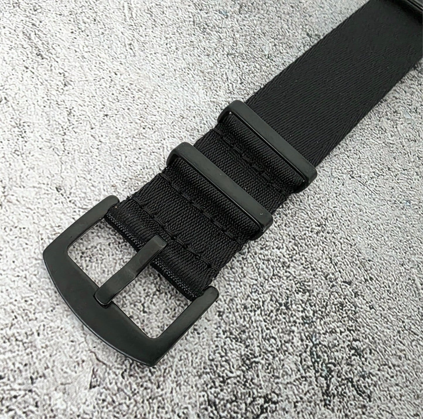 Black Buckle Nylon Watch Strap Band G10 Military Army Divers 20mm 22mm All Black - Wrist Envy