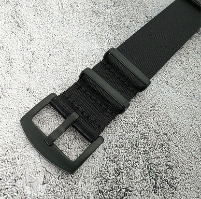 Black Buckle Nylon Watch Strap Band G10 Military Army Divers 20mm 22mm All Black - Wrist Envy