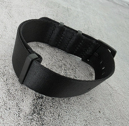 Black Buckle Nylon Watch Strap Band G10 Military Army Divers 20mm 22mm All Black - Wrist Envy