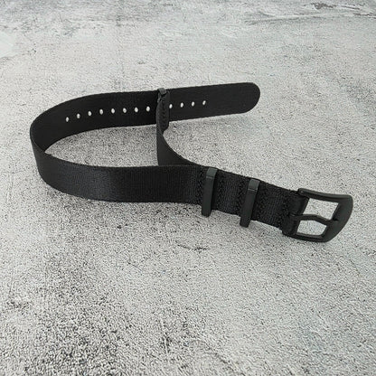 Black Buckle Nylon Watch Strap Band G10 Military Army Divers 20mm 22mm All Black - Wrist Envy