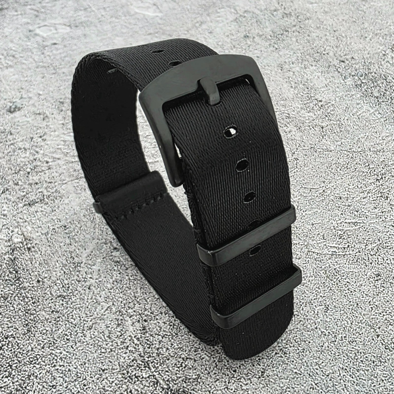 Black Buckle Nylon Watch Strap Band G10 Military Army Divers 20mm 22mm All Black - Wrist Envy
