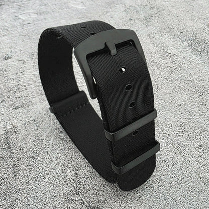 Black Buckle Nylon Watch Strap Band G10 Military Army Divers 20mm 22mm All Black - Wrist Envy