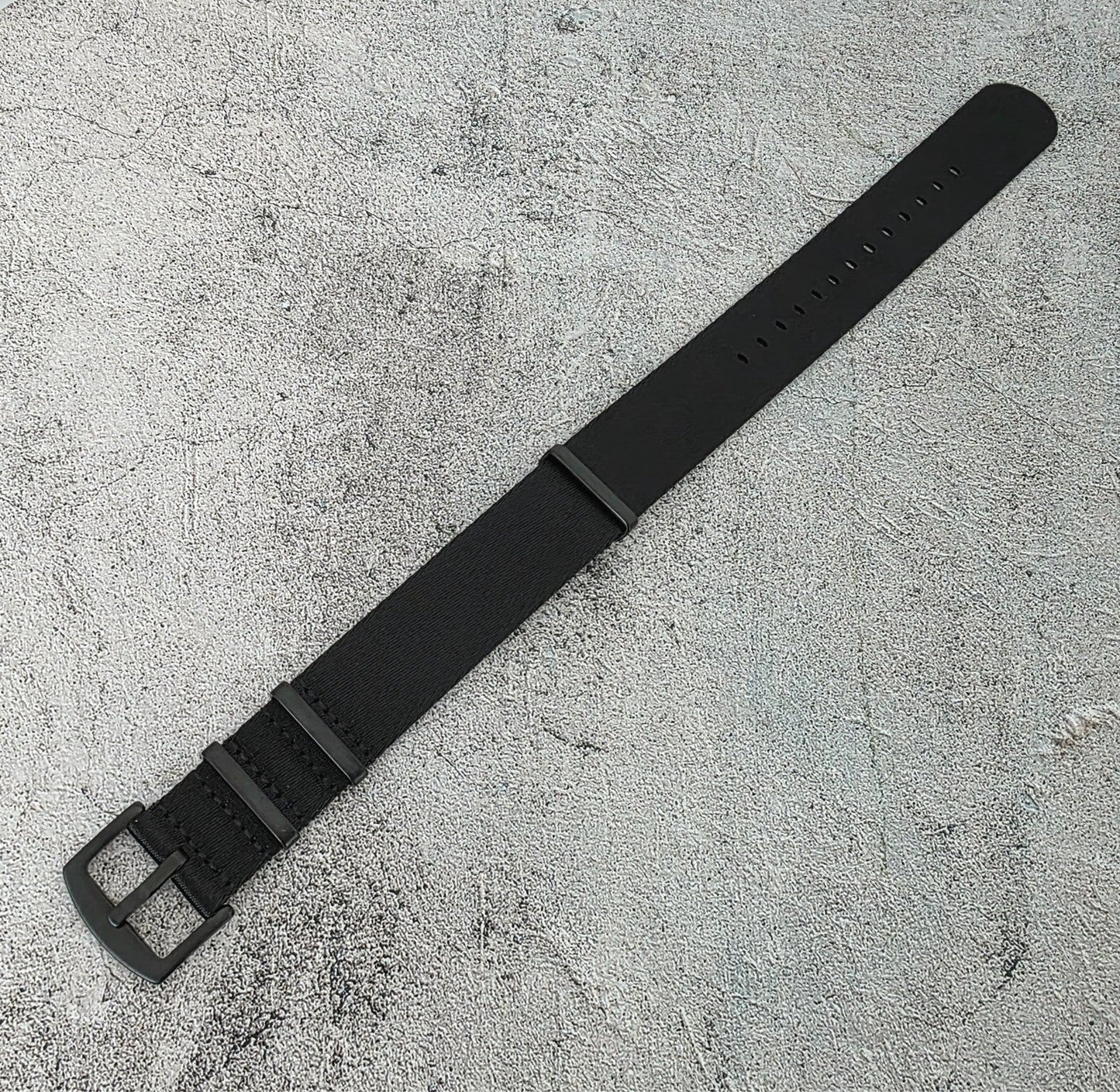 Black Buckle Nylon Watch Strap Band G10 Military Army Divers 20mm 22mm All Black - Wrist Envy