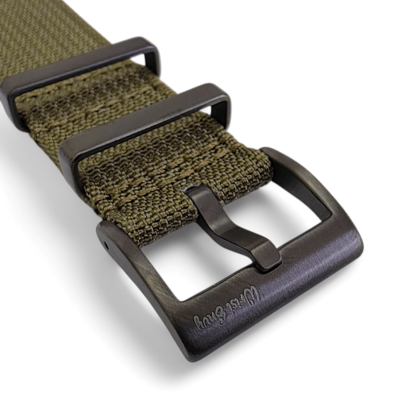Black Buckle Ribbed Nylon Watch Strap Military 20mm 22mm - Wrist Envy
