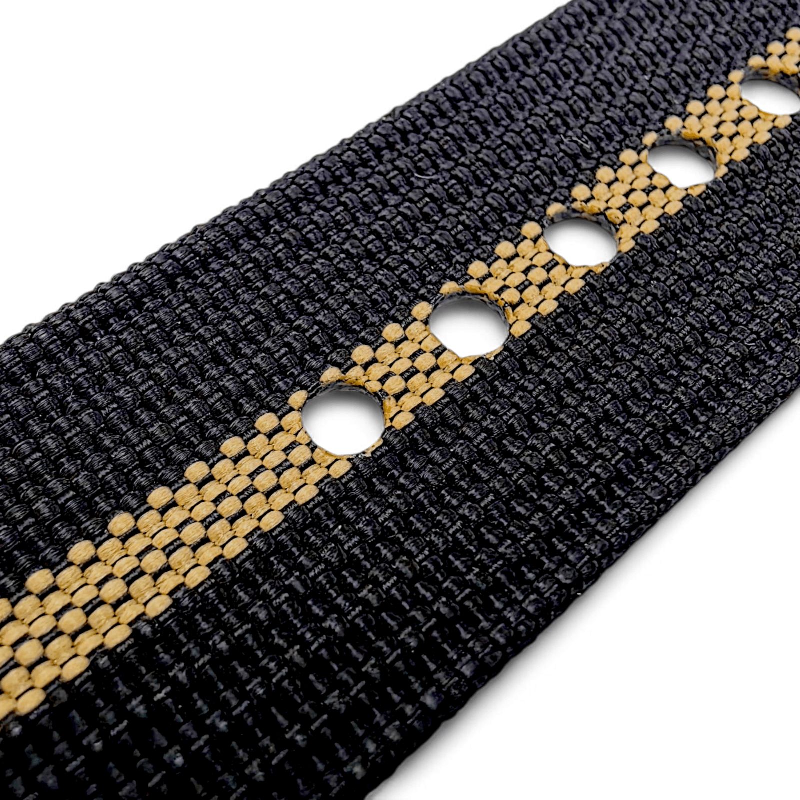 Black Buckle Ribbed Nylon Watch Strap Military 20mm 22mm - Wrist Envy