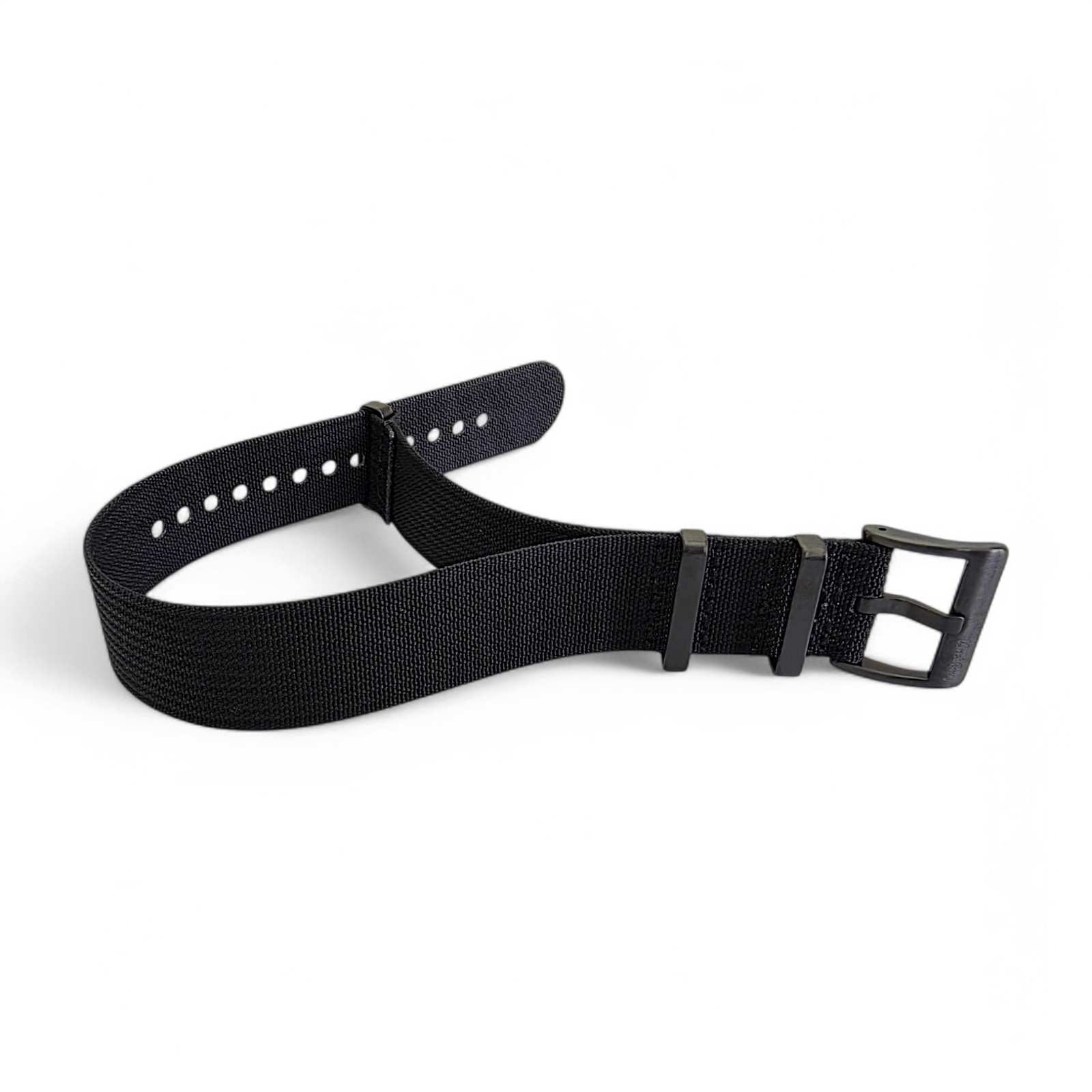 Black Buckle Ribbed Nylon Watch Strap Military 20mm 22mm - Wrist Envy