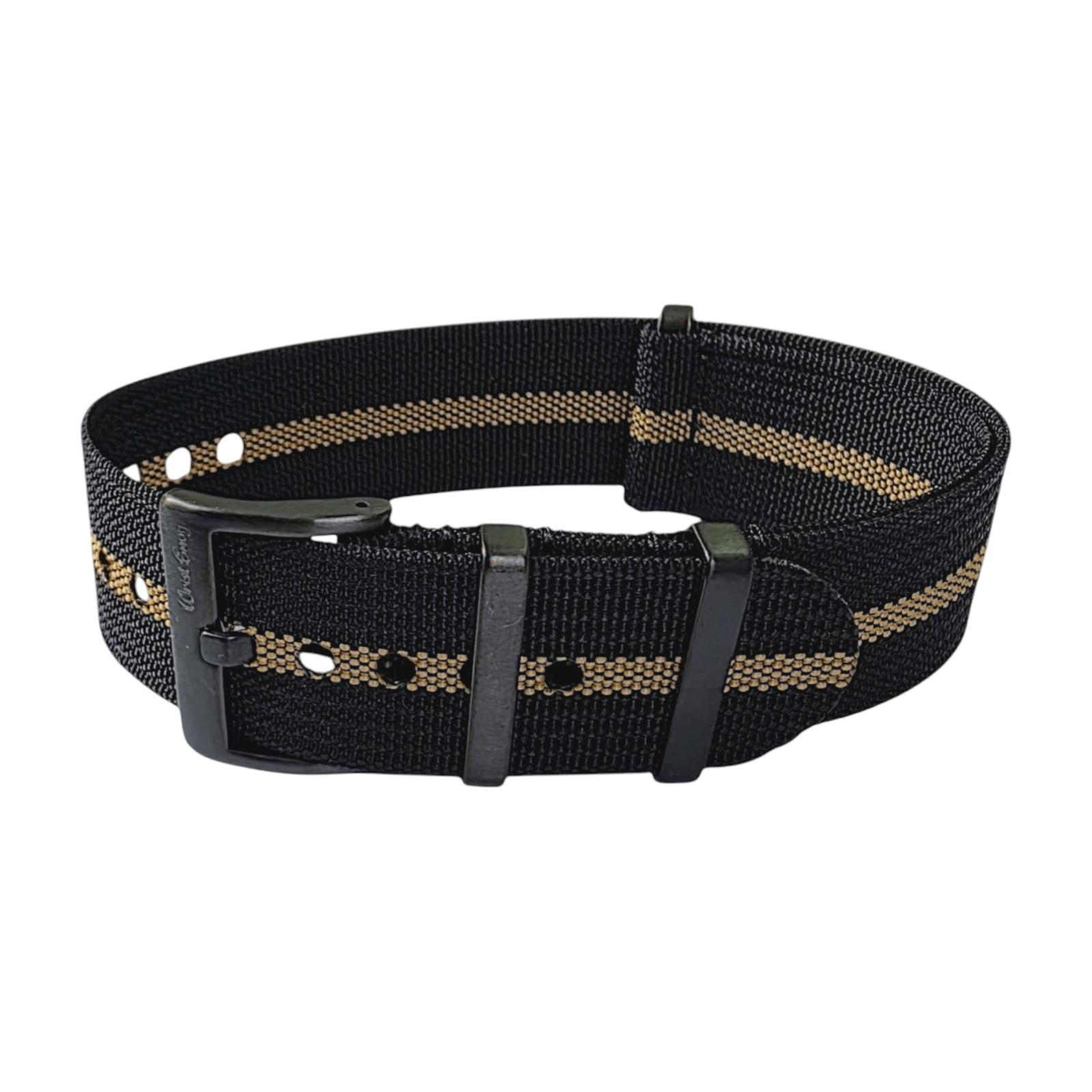 Black Buckle Ribbed Nylon Watch Strap Military 20mm 22mm - Wrist Envy