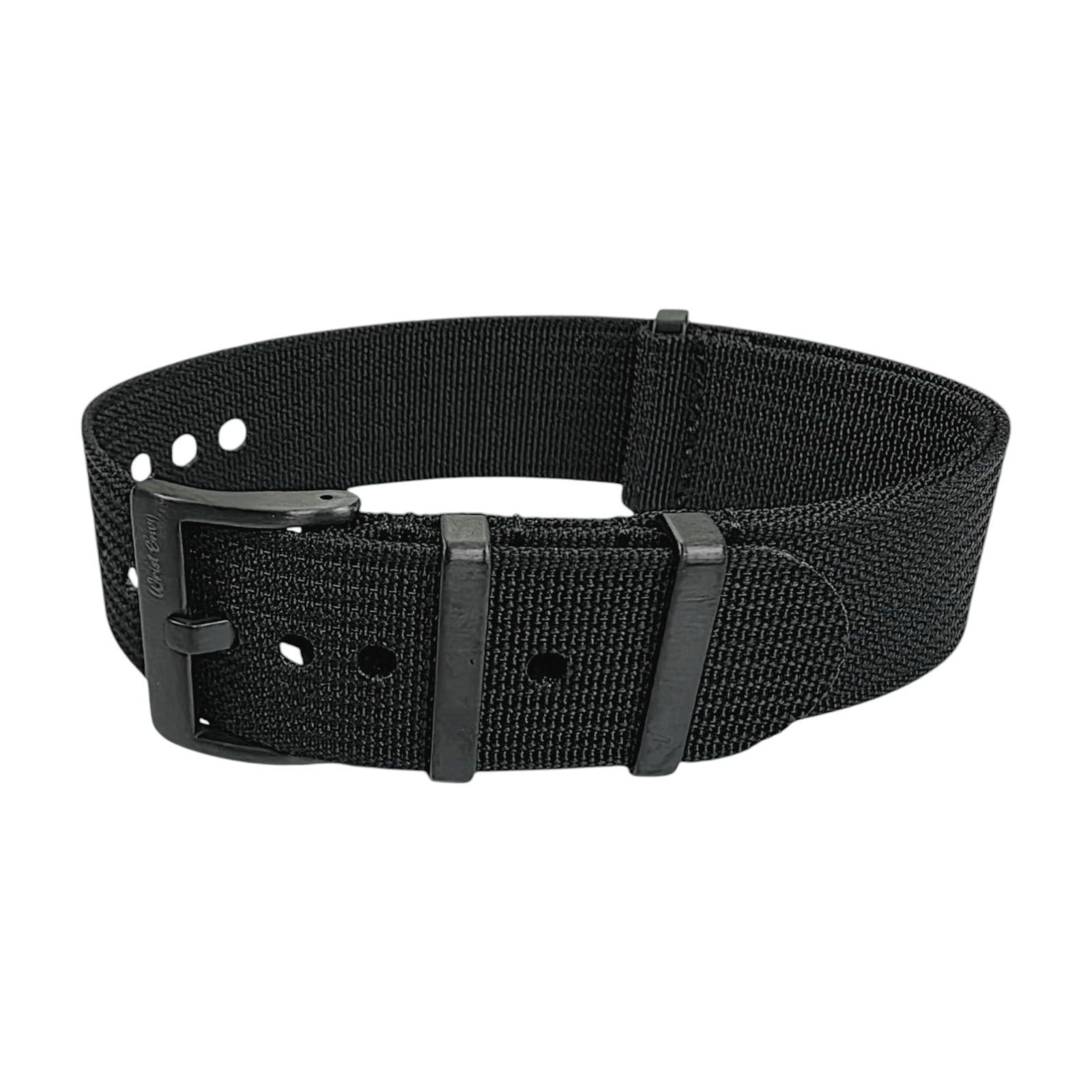 Black Buckle Ribbed Nylon Watch Strap Military 20mm 22mm - Wrist Envy
