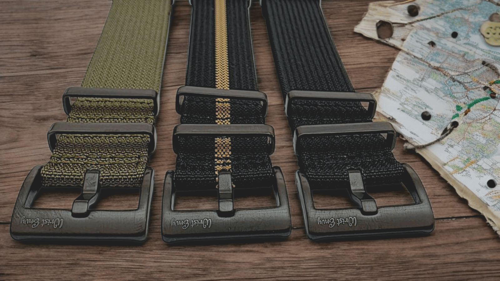Black Buckle Ribbed Nylon Watch Strap Military 20mm 22mm - Wrist Envy
