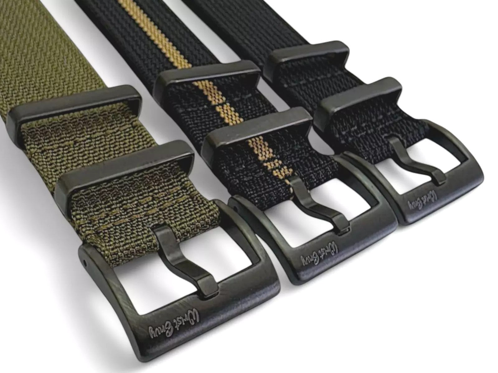 Black Buckle Ribbed Nylon Watch Strap Military 20mm 22mm - Wrist Envy