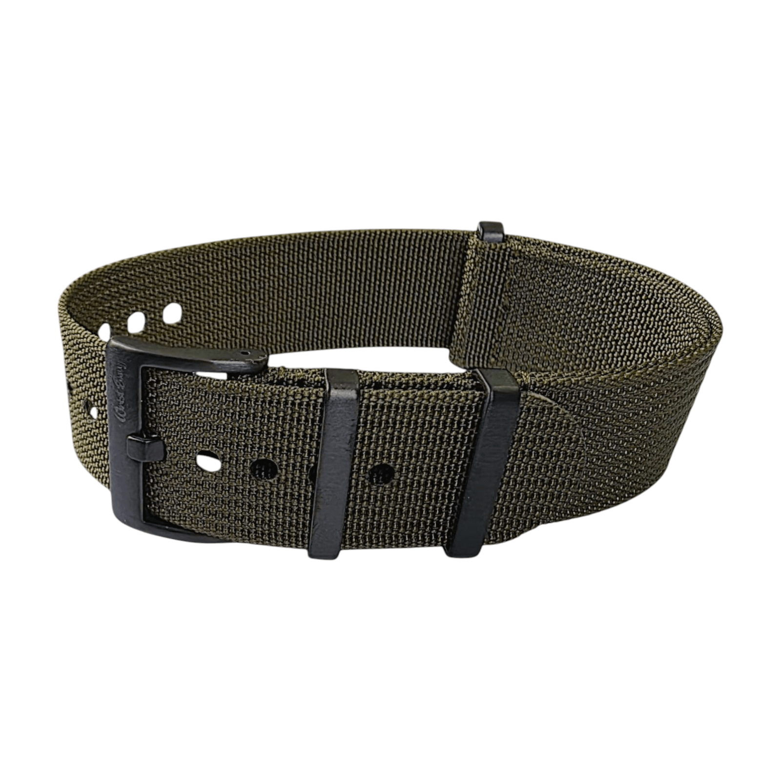 Black Buckle Ribbed Nylon Watch Strap Military 20mm 22mm - Wrist Envy