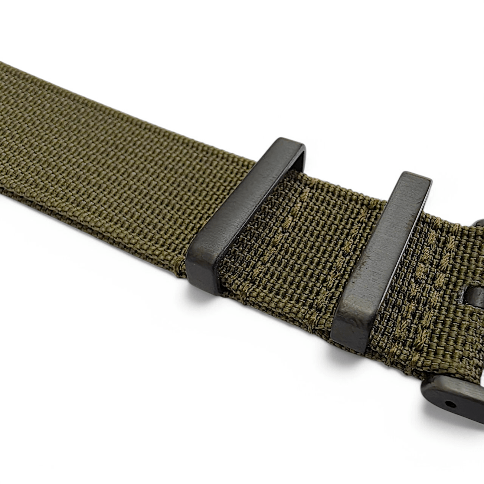 Black Buckle Ribbed Nylon Watch Strap Military 20mm 22mm - Wrist Envy