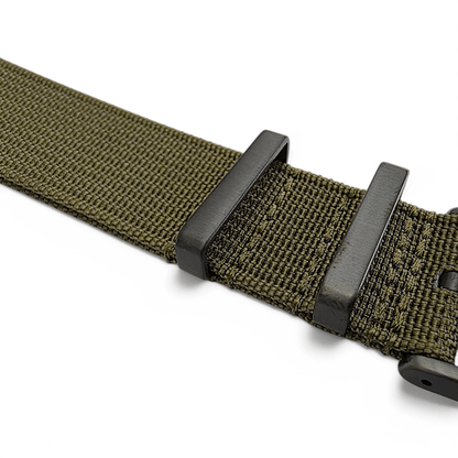 Black Buckle Ribbed Nylon Watch Strap Military 20mm 22mm - Wrist Envy