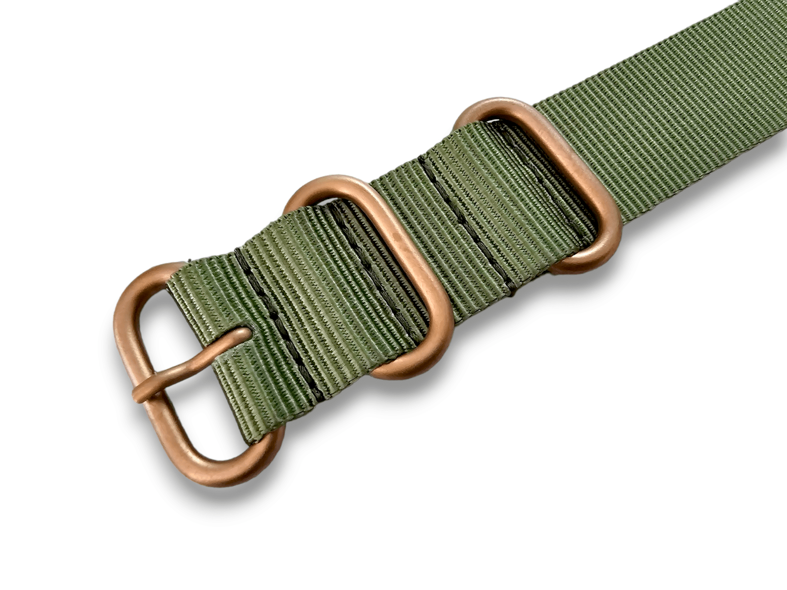 Bronze Buckle Nylon Watch Strap Military 22mm Green - Wrist Envy