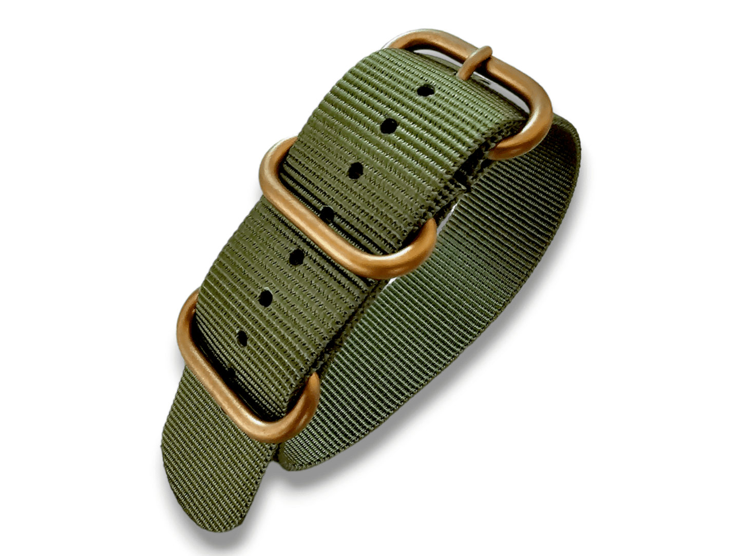 Bronze Buckle Nylon Watch Strap Military 22mm Green - Wrist Envy