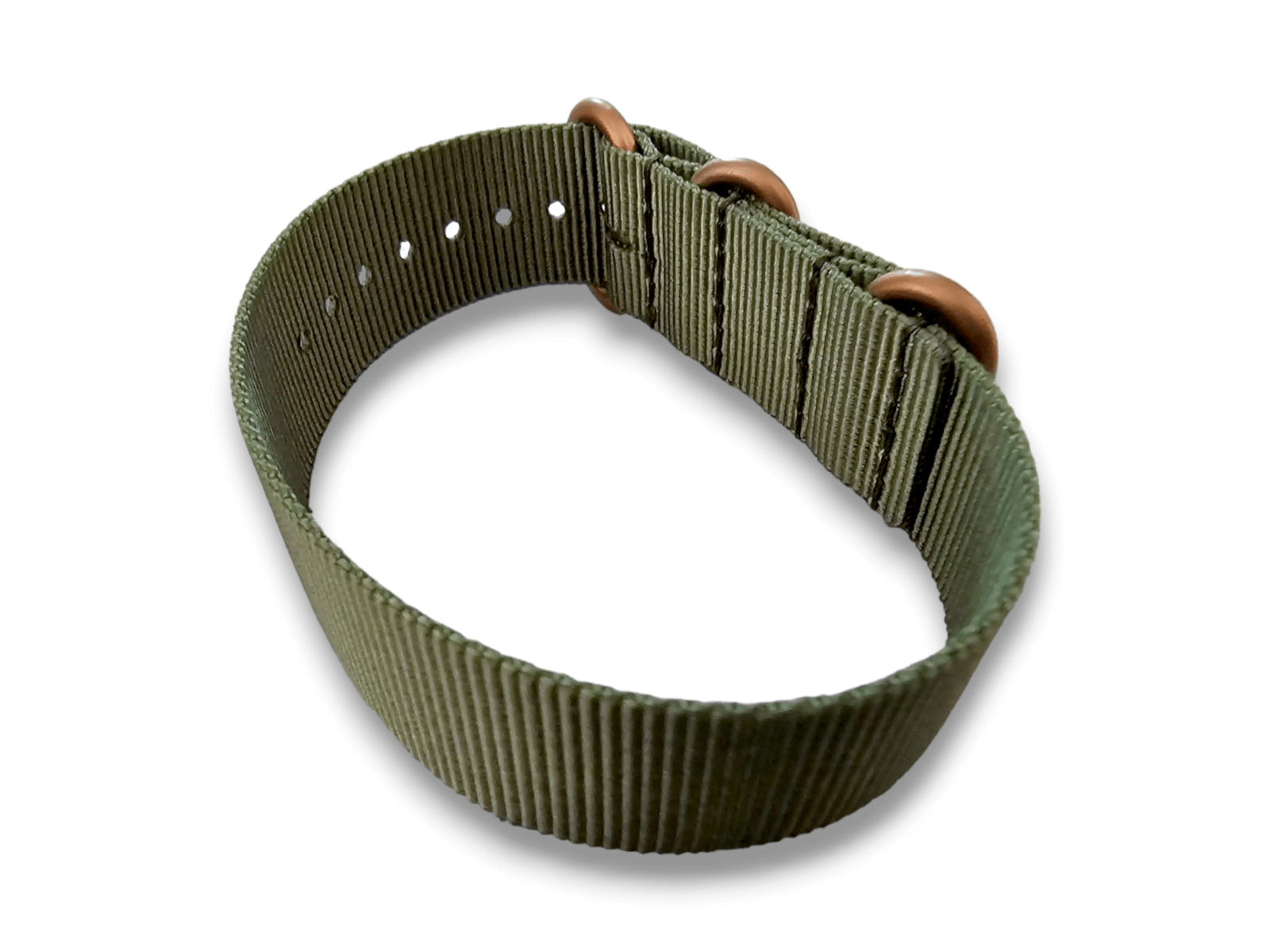 Bronze Buckle Nylon Watch Strap Military 22mm Green - Wrist Envy