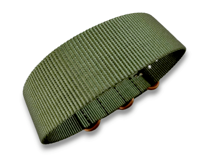 Bronze Buckle Nylon Watch Strap Military 22mm Green - Wrist Envy