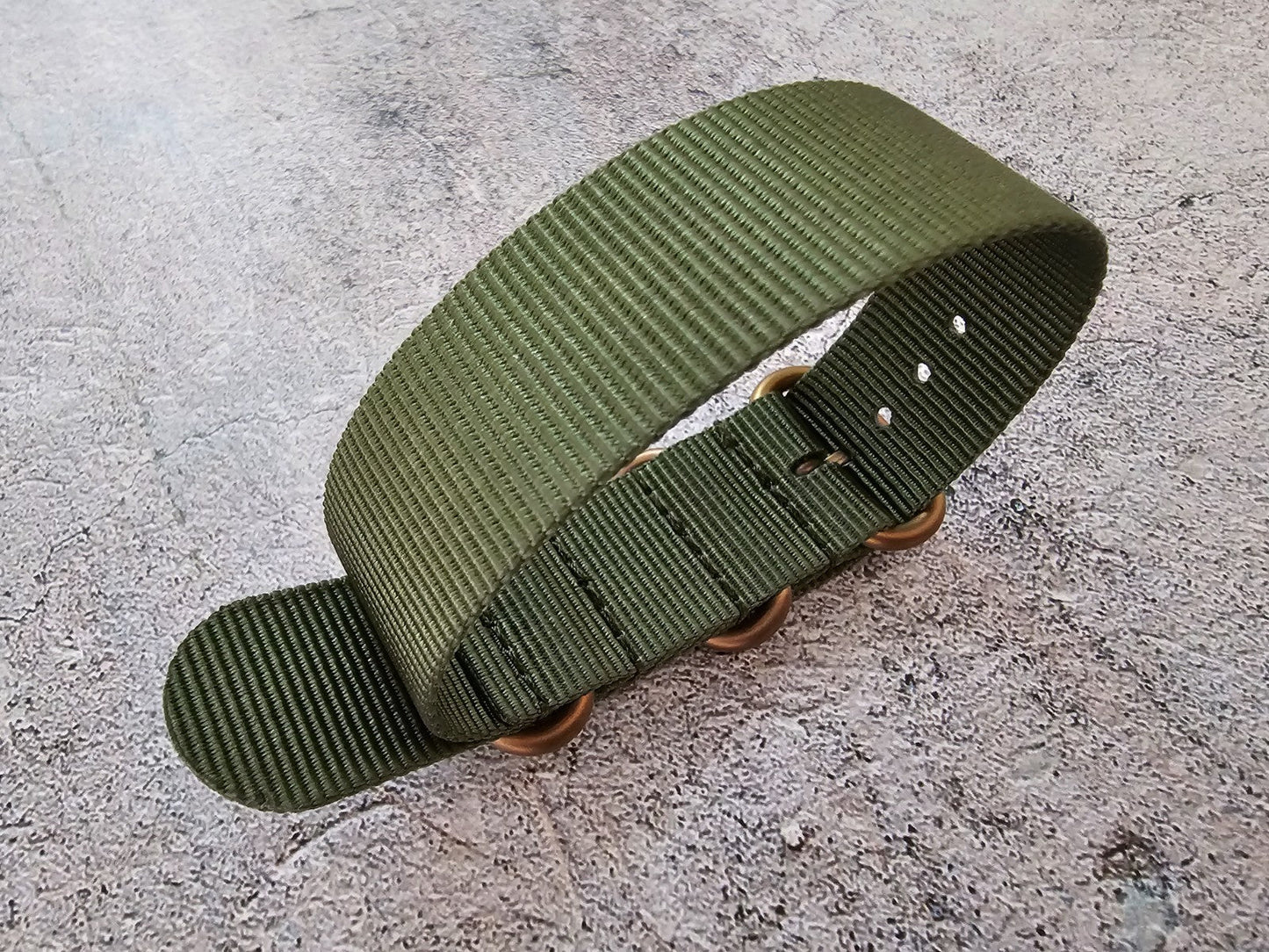 Bronze Buckle Nylon Watch Strap Military 22mm Green - Wrist Envy