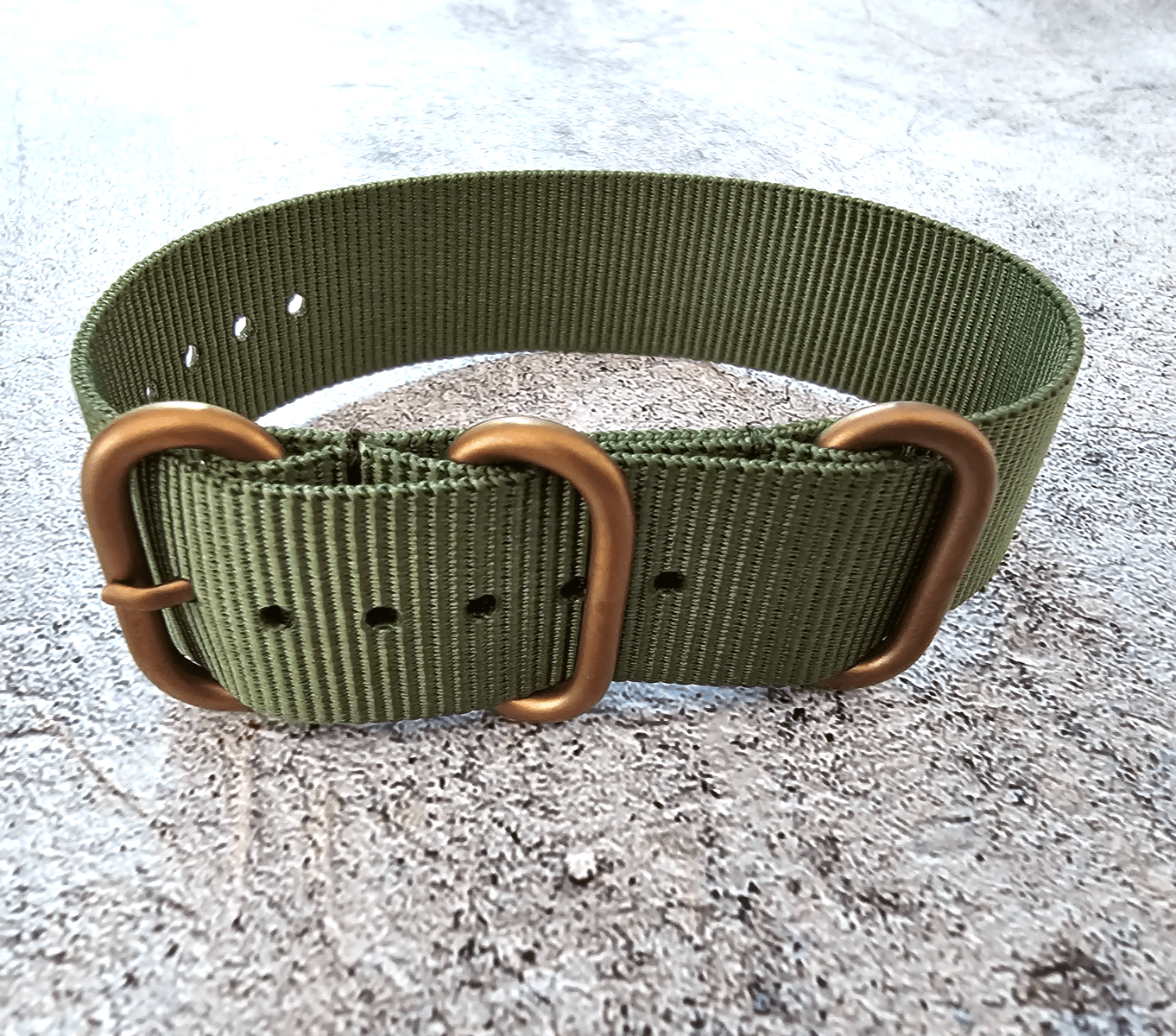 Bronze Buckle Nylon Watch Strap Military 22mm Green - Wrist Envy