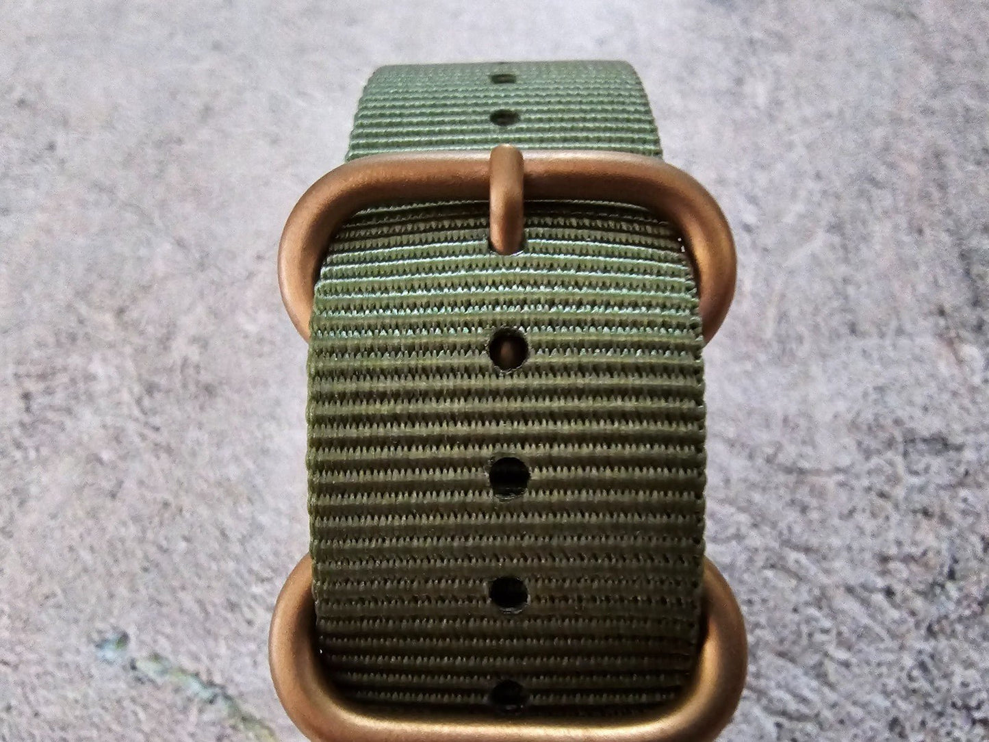 Bronze Buckle Nylon Watch Strap Military 22mm Green - Wrist Envy
