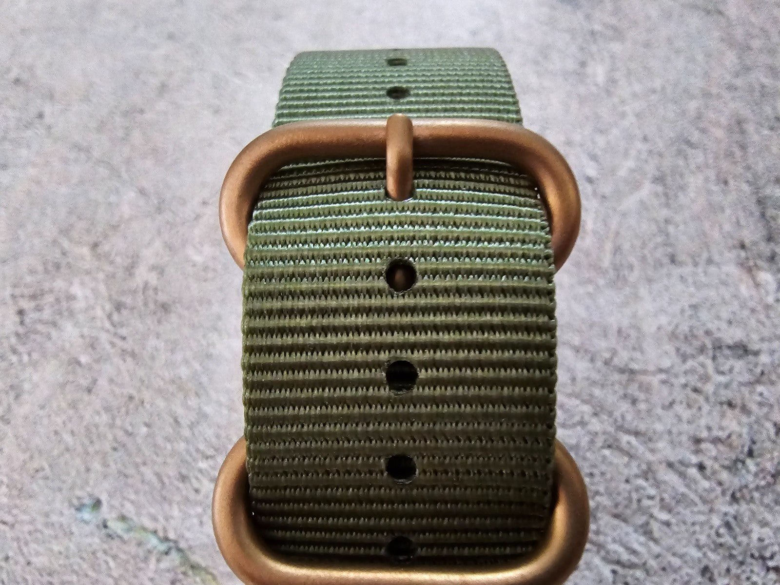 Bronze Buckle Nylon Watch Strap Military 22mm Green - Wrist Envy