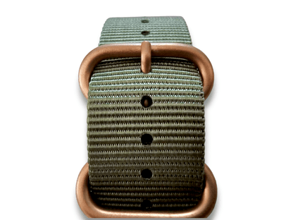 Bronze Buckle Nylon Watch Strap Military 22mm Green - Wrist Envy