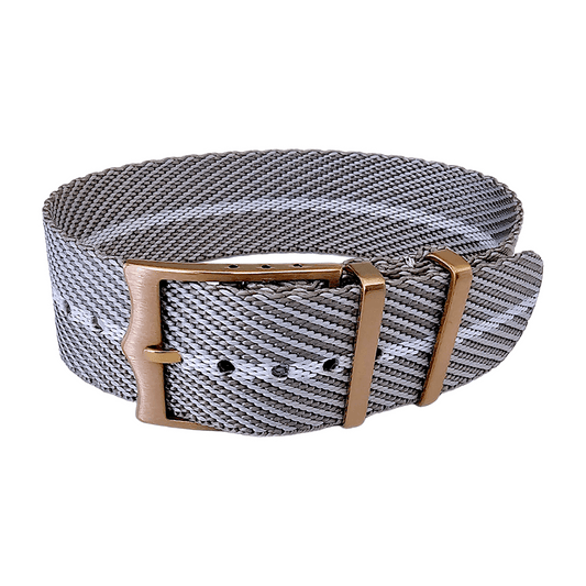 Bronze Buckle Single Pass Watch Strap Band Nylon 20mm 22mm - Wrist Envy
