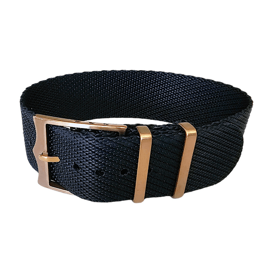 Bronze Buckle Single Pass Watch Strap Band Nylon 20mm 22mm - Wrist Envy