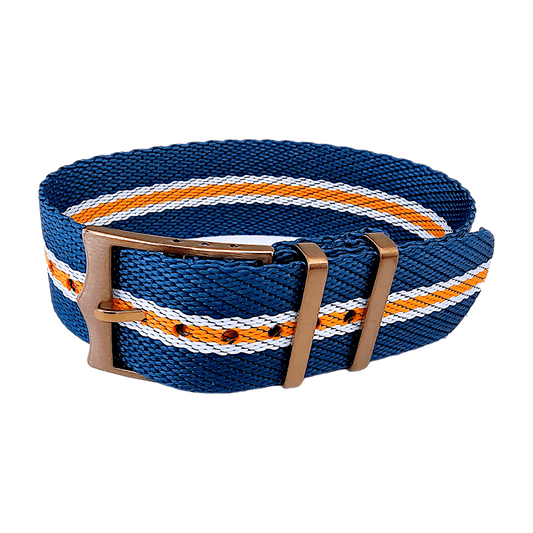 Bronze Buckle Single Pass Watch Strap Band Nylon 20mm 22mm - Wrist Envy