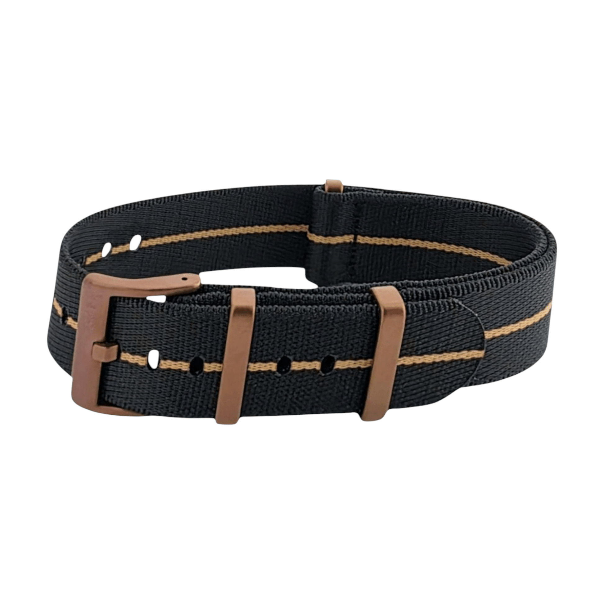 Bronze Military 1.8mm Thick Watch Strap Black Khaki 20mm 22mm - Wrist Envy