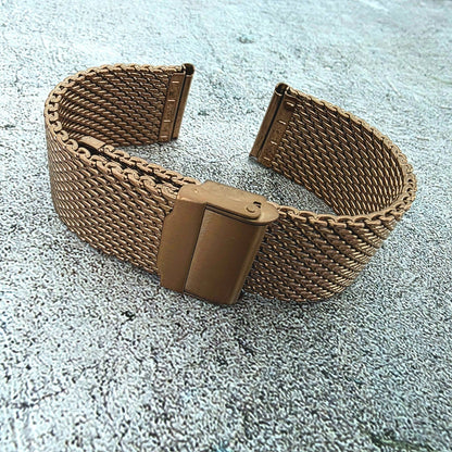 Bronze PVD High Quality Shark Mesh 2.7mm Thick Watch Strap Band 20 mm 22 mm UK - Wrist Envy