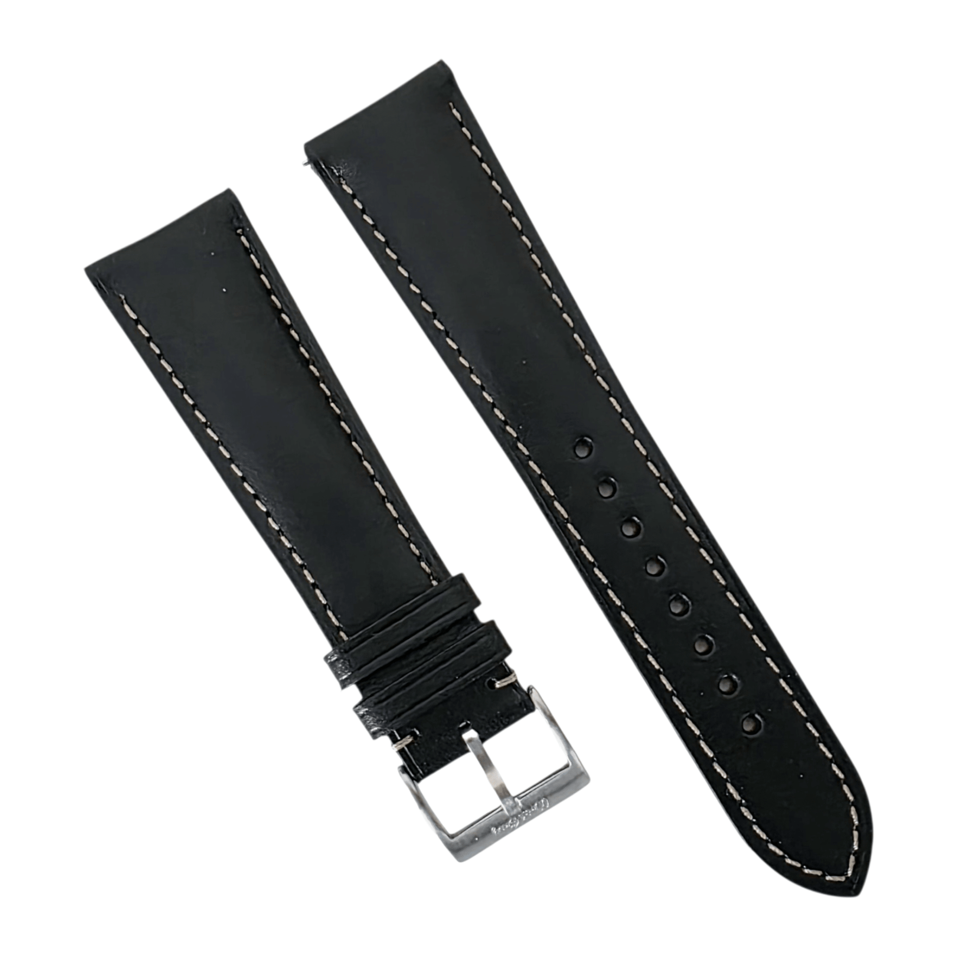 Buttero Leather Strap 20mm 22mm Black - Wrist Envy