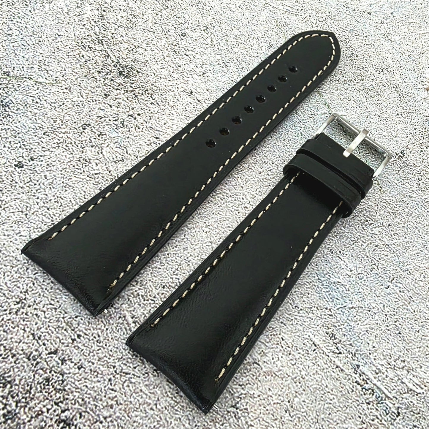Buttero Leather Strap - Custom Ready Made - Black - Wrist Envy