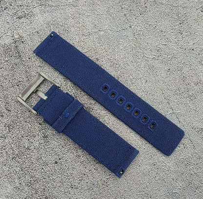 Canvas Watch Strap 22mm Blue - Wrist Envy