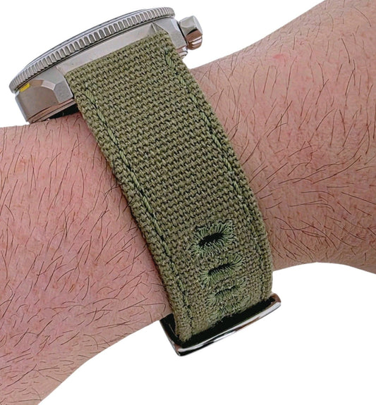 Canvas Watch Strap 3.5mm Thick 20mm 22mm Army Green - Wrist Envy