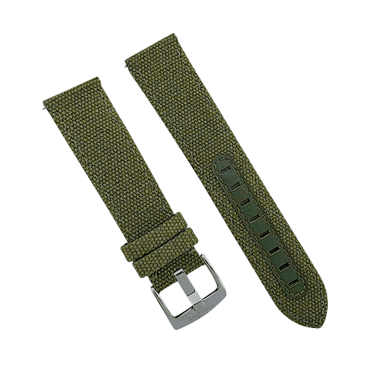 Canvas Watch Strap Band 4mm Thick Leather Field 18 20 22 mm Green Black Beige UK - Wrist Envy