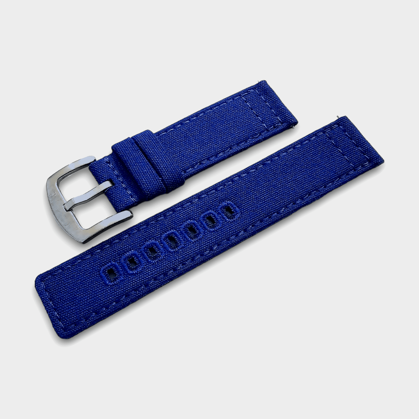 Canvas Watch Strap Band Military Field Sailcloth 22mm Blue - Wrist Envy
