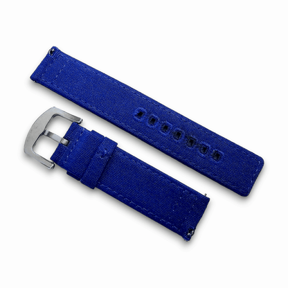 Canvas Watch Strap Band Military Field Sailcloth 22mm Blue - Wrist Envy