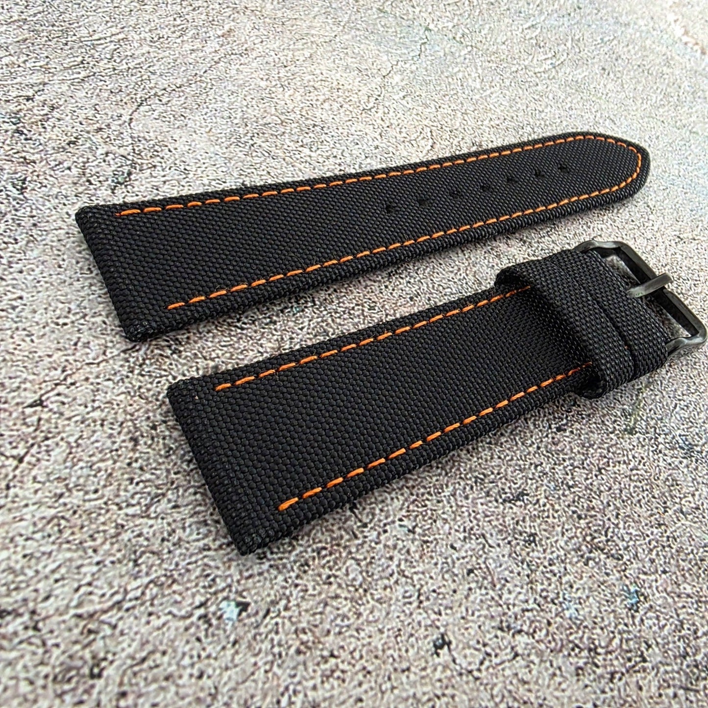Canvas Watch Strap Band Military Field Sailcloth Black Buckle Orange 22mm Black - Wrist Envy