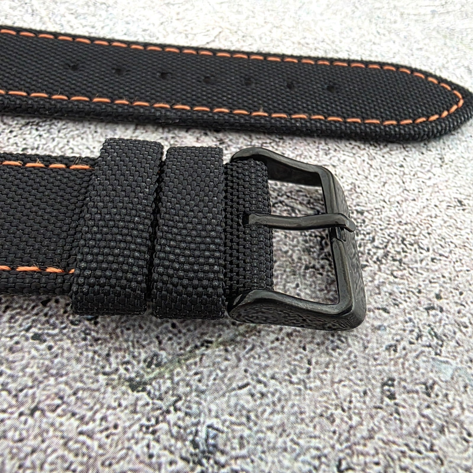 Canvas Watch Strap Band Military Field Sailcloth Black Buckle Orange 22mm Black - Wrist Envy