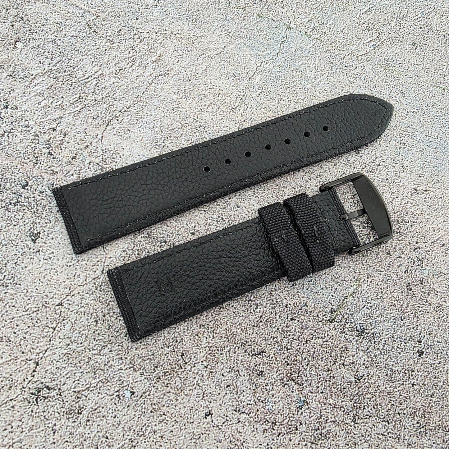 Canvas Watch Strap Band Military Field Sailcloth Black Buckle Orange 22mm Black - Wrist Envy