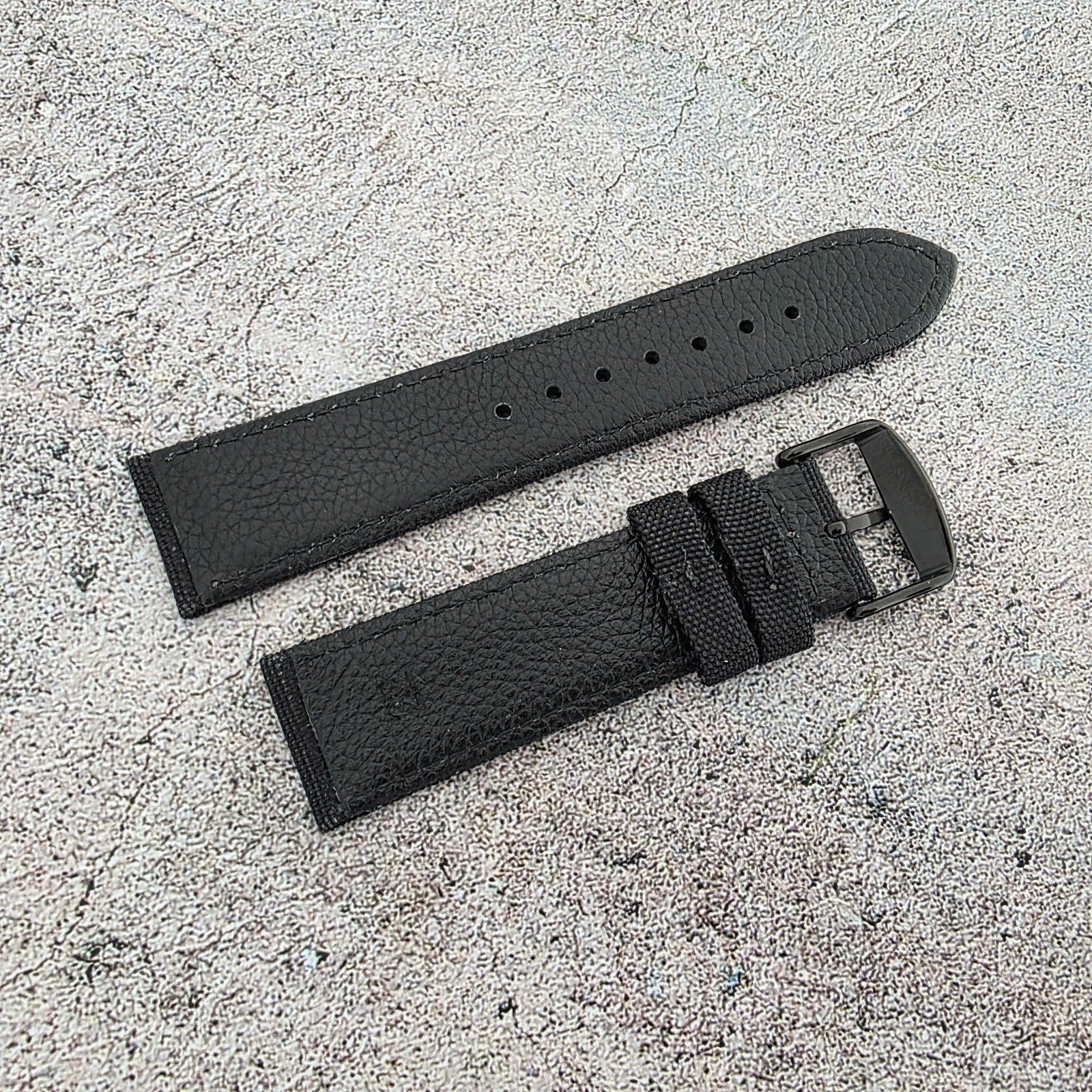 Canvas Watch Strap Band Military Field Sailcloth Black Buckle Orange 22mm Black - Wrist Envy