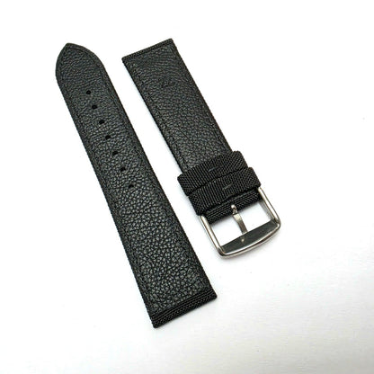 Canvas Watch Strap Fabric Sailcloth 22mm Black Orange Stitch - Wrist Envy