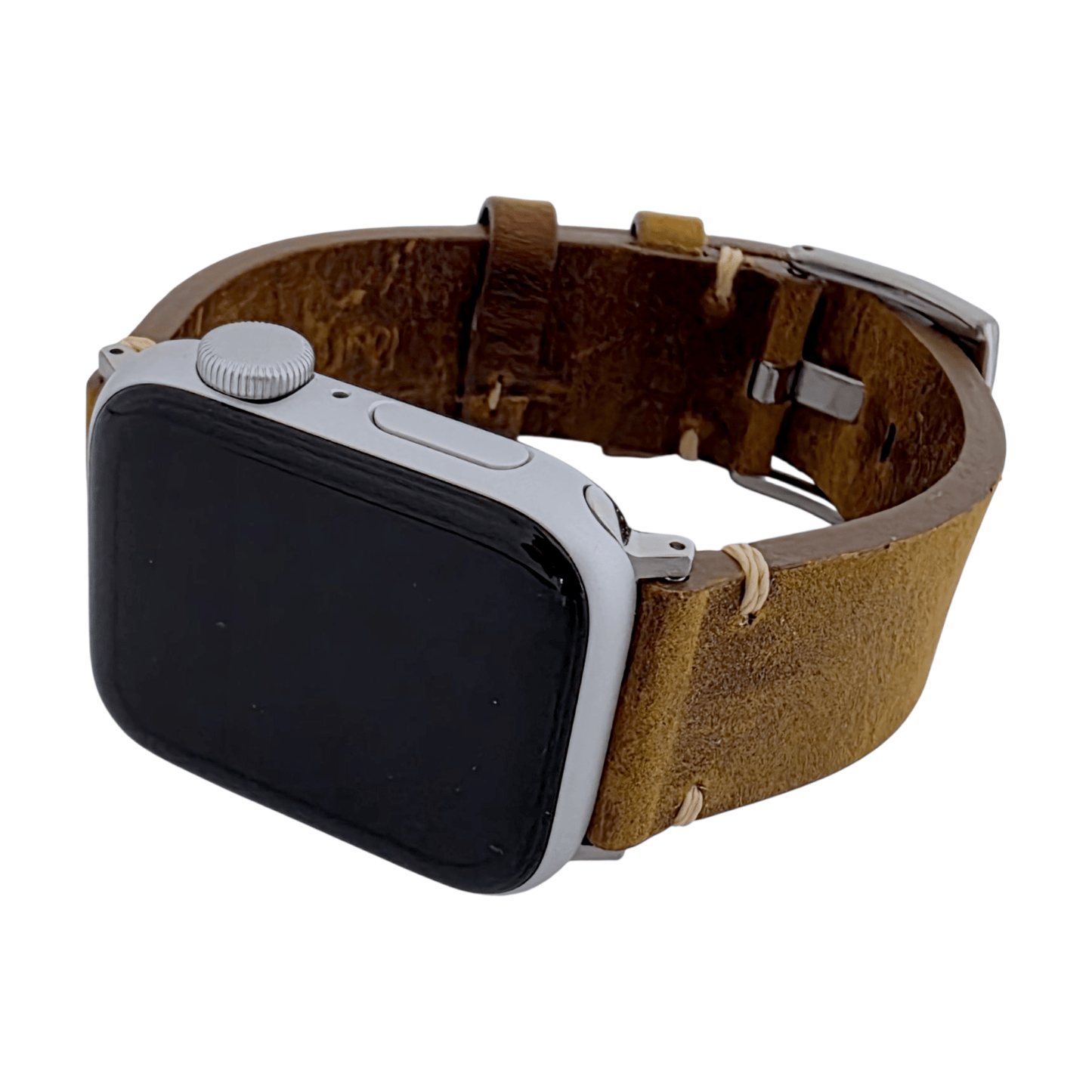 Crazy Horse Thick Leather Watch Strap For Apple Watch Black - Wrist Envy