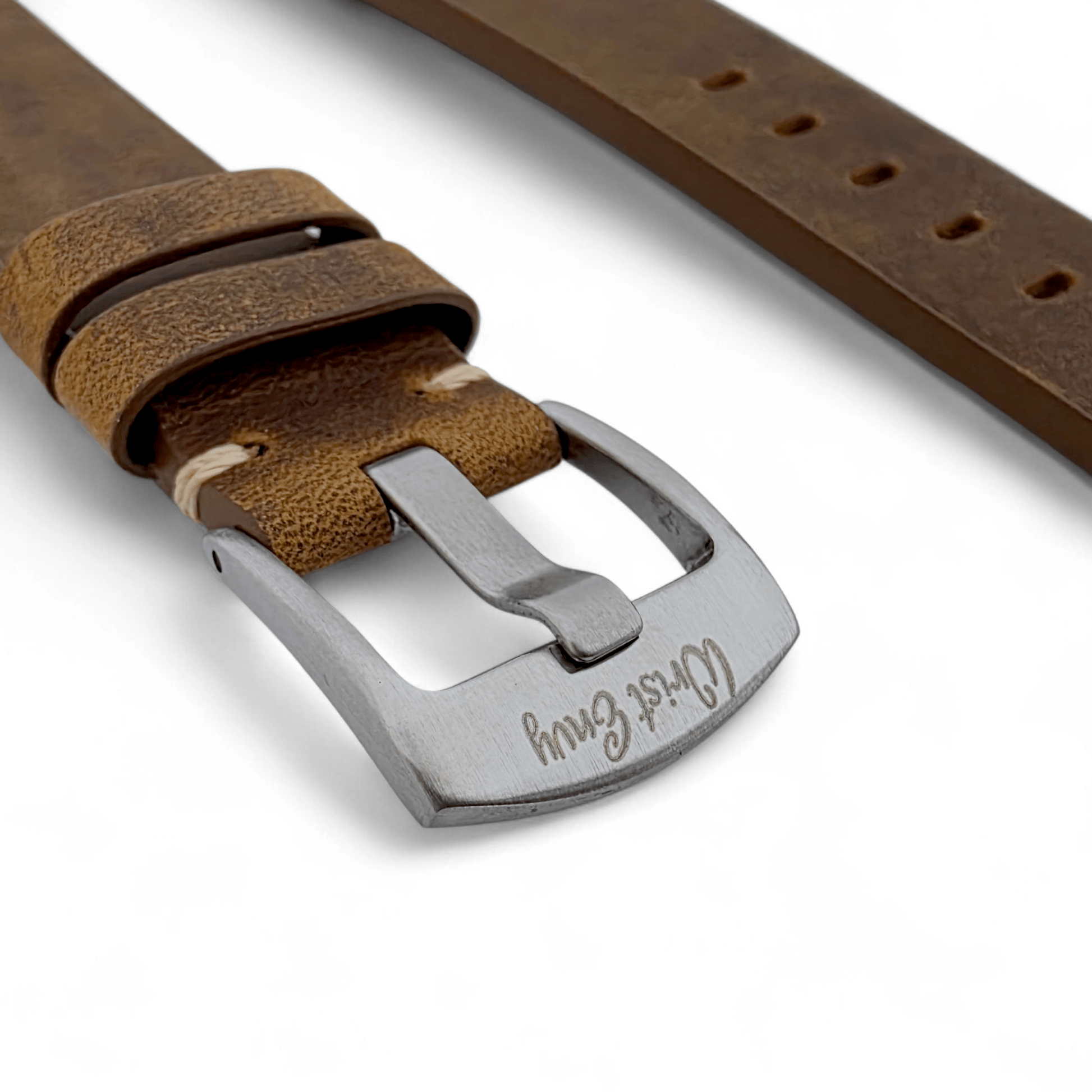 Crazy Horse Thick Leather Watch Strap For Apple Watch Brown - Wrist Envy