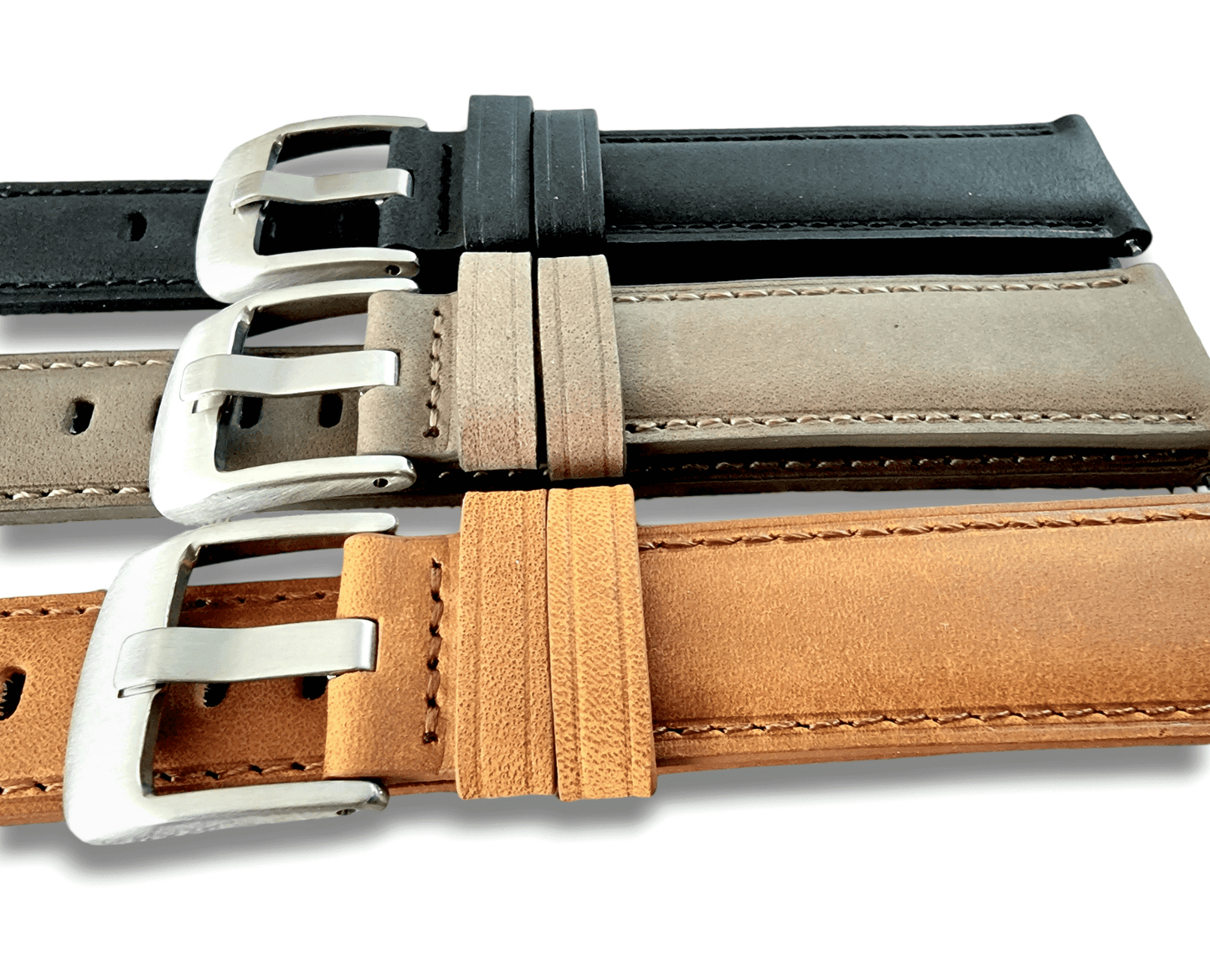 Crazy Horse Vintage Leather Watch Strap Band Quick Release Two Piece 20mm 22mm - Wrist Envy